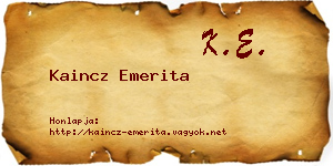 Kaincz Emerita névjegykártya